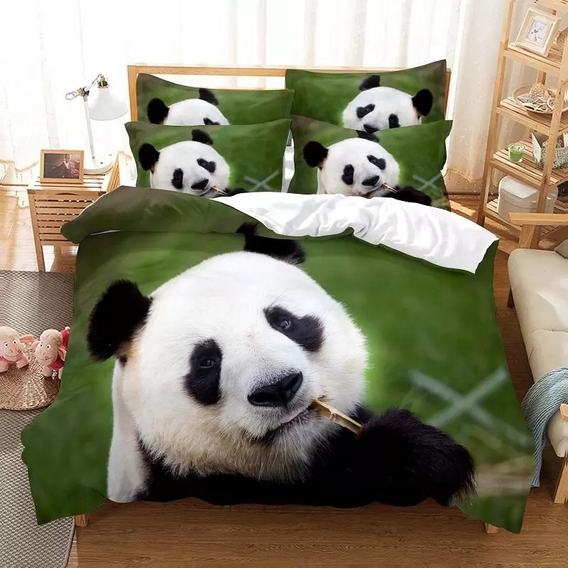 PANDA DE NUVET CUBIERTA CUBIERTA LINDA Patrón de animales Twin Bedding Set para niños Microfibra Wild Giant Panda King Size COBRODORTOR