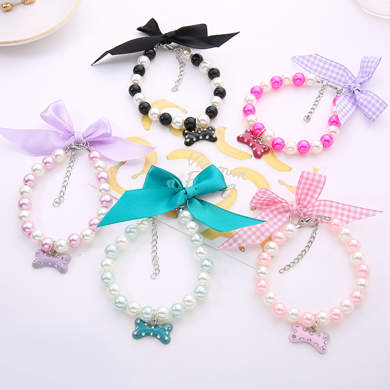 Pearl Rhinestone Pet Dog Collar CAT CAT CATTH COTCH SLINE CUPPY CUTTO CINETTO PETTO GIOITÀ PEGE FORNITÀ DEL CUCCHI