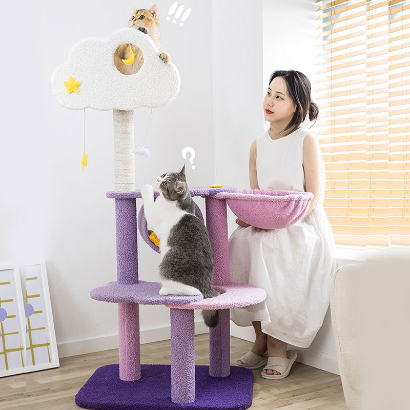 Fantasy Cat Scratcher Tree Cat House Starry Sky Multi-Layer Toys With Hangock Pet Cat House Furniture Scratching Post voor huisdier