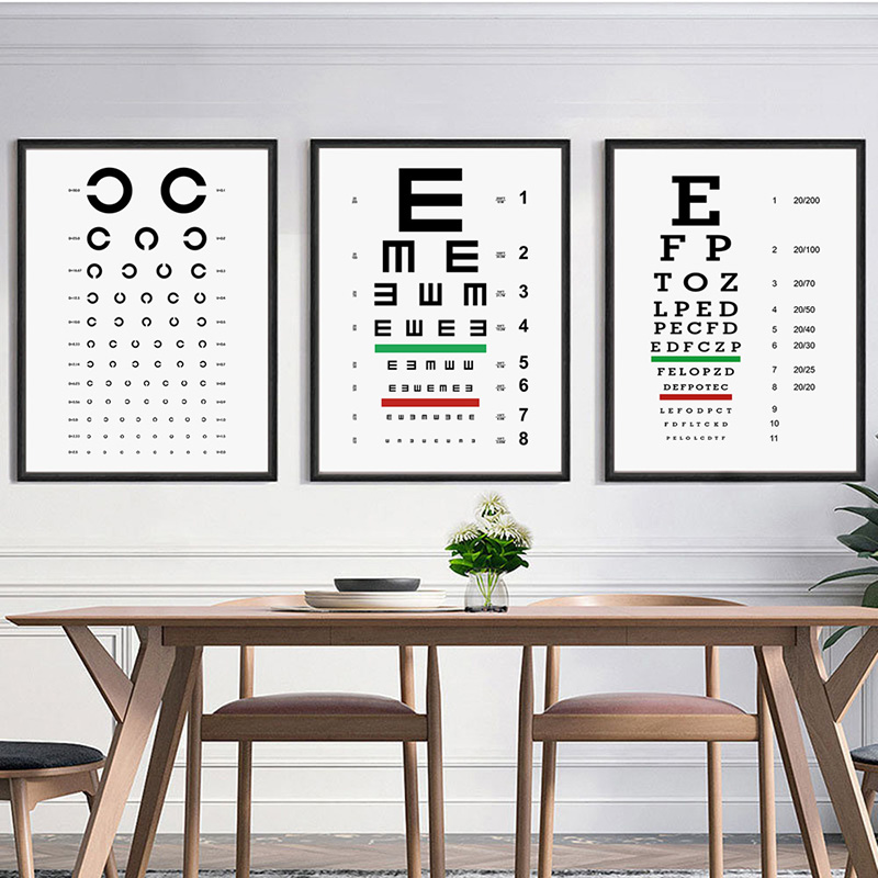 Oogvisievoorzieningstest Snellen Chart Print canvas schilderen Wall Art Pictures For Children Youth Living Room Self Test Home Decor