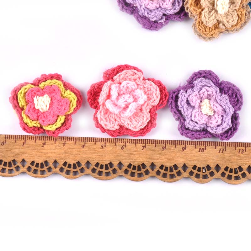 10 pezzi colorati fiori a maglia appliqued toppes abbigliamento accessori da cucire abbigliamento Accessori fatti decorazioni fai -da -te album 3,5 cm C0553