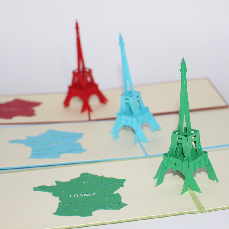 La tour eiffel tower ha fatto a mano creativo kirigami origami 3d pop up carte regalo di auguri CD007