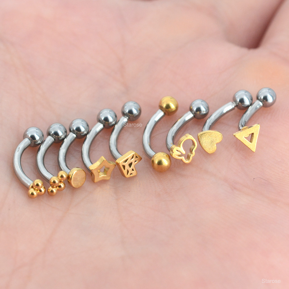 2 stks 1,2x8 mm doe -het -zelf gebogen barbell ball labret wenkbrauw piercing lip neusring tragus daith knus piercing toren helix oorrang sieraden