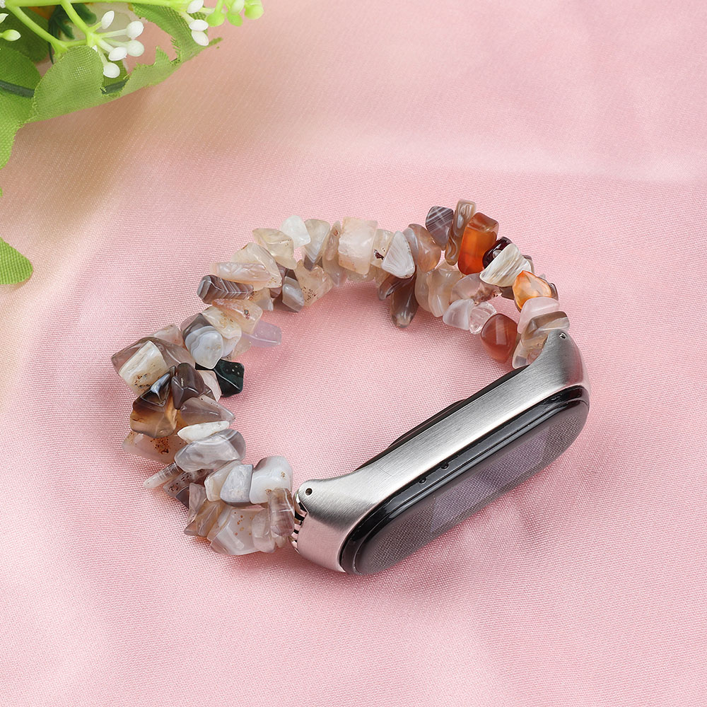 MI Band 7 6 5 Bracelet de bijoux élastique de sangle pour Xiaomi Mi Band 8 Band Accessoires Band Watch pour femmes avec une perle en pierre naturelle