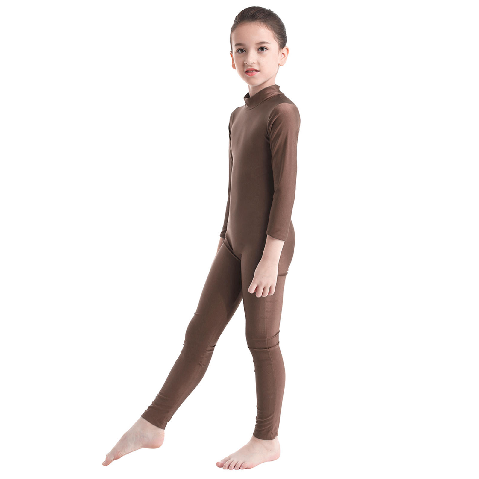 Girls à manches longues Ballets à fermeture éclair et à la danse du juge de danse Solide Gymnastique Jumps Jumps Dance Class Performance Performance Unitard Dancewear