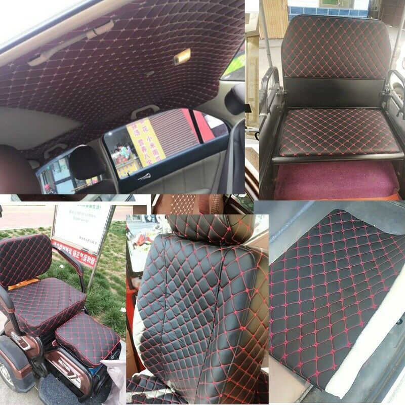 140*100 cm dik pu lederen stof kunstmatige synthetisch leer geborduurd spons gewatteerd bekleding auto interieur ambachtsmateriaal