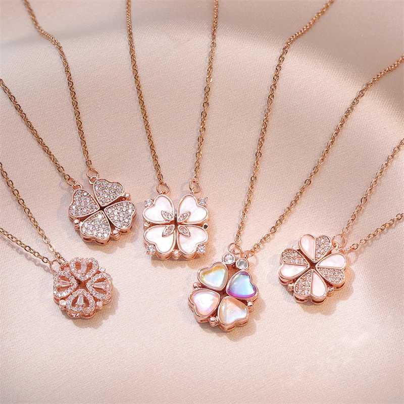 Pendant Necklaces Fashion Vintage Lucky Four Leaf Clover For Women Girls Exquisite Titanium Steel Pendant Necklace Temperament Jewelry Gifts 240410