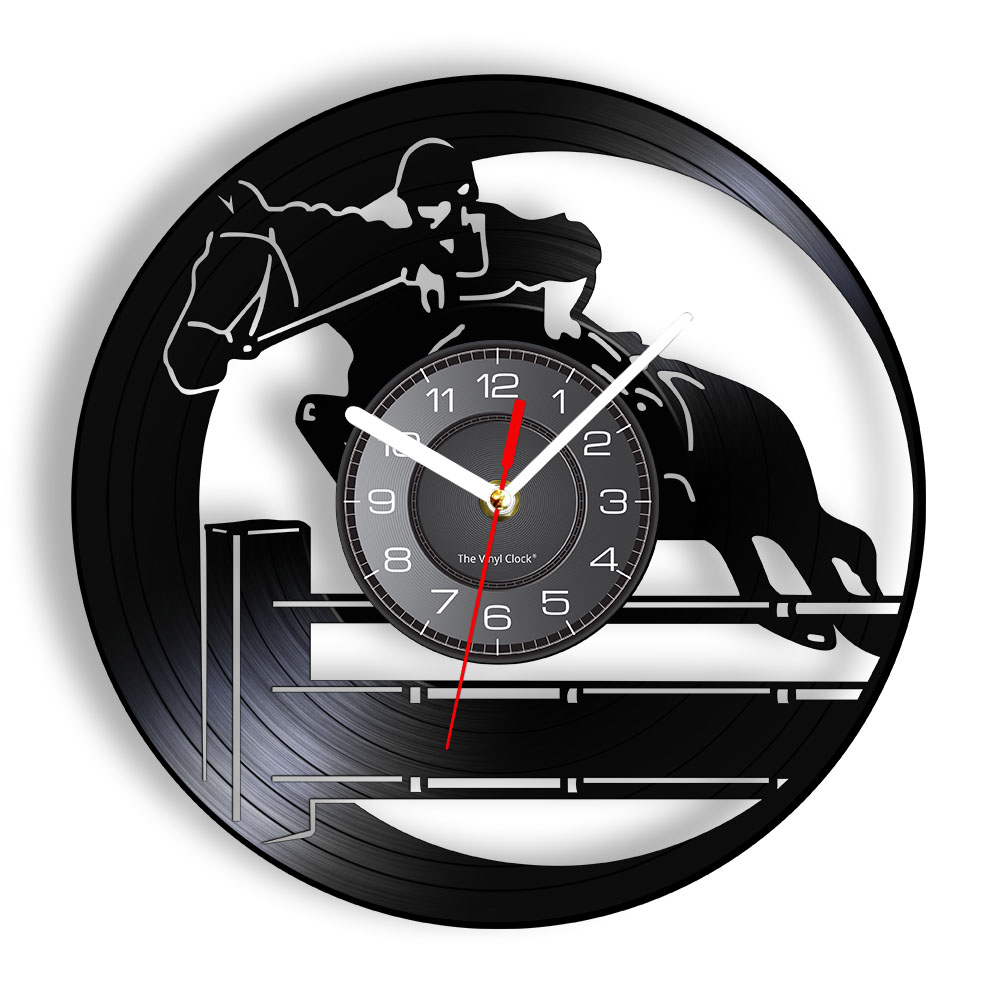 Equestrismo Hobby Vinyl Record Wall Orologio Vintage Equitazione Vintage Rider Sport Art Horse Rider Orologio orologio vintage