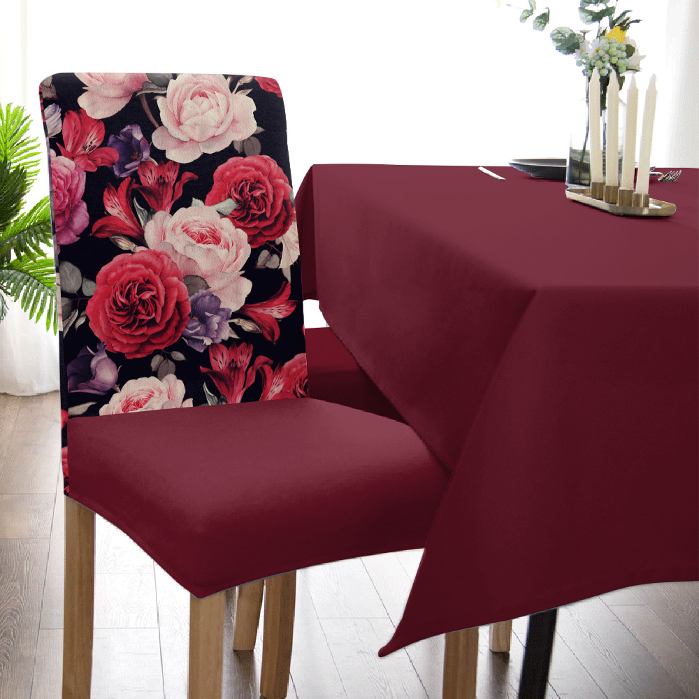 Vintage Rose Flower Bureau Chair Cover Spandex Chair Cover Elastic Druk Hotel Hotel Huwelijksstoelhoezen