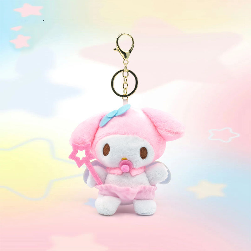 Nouvelle tétine mignonne Angel Kuromi Big à oreille pudding kt bébé peluche jouet poupée porte clés de poupée