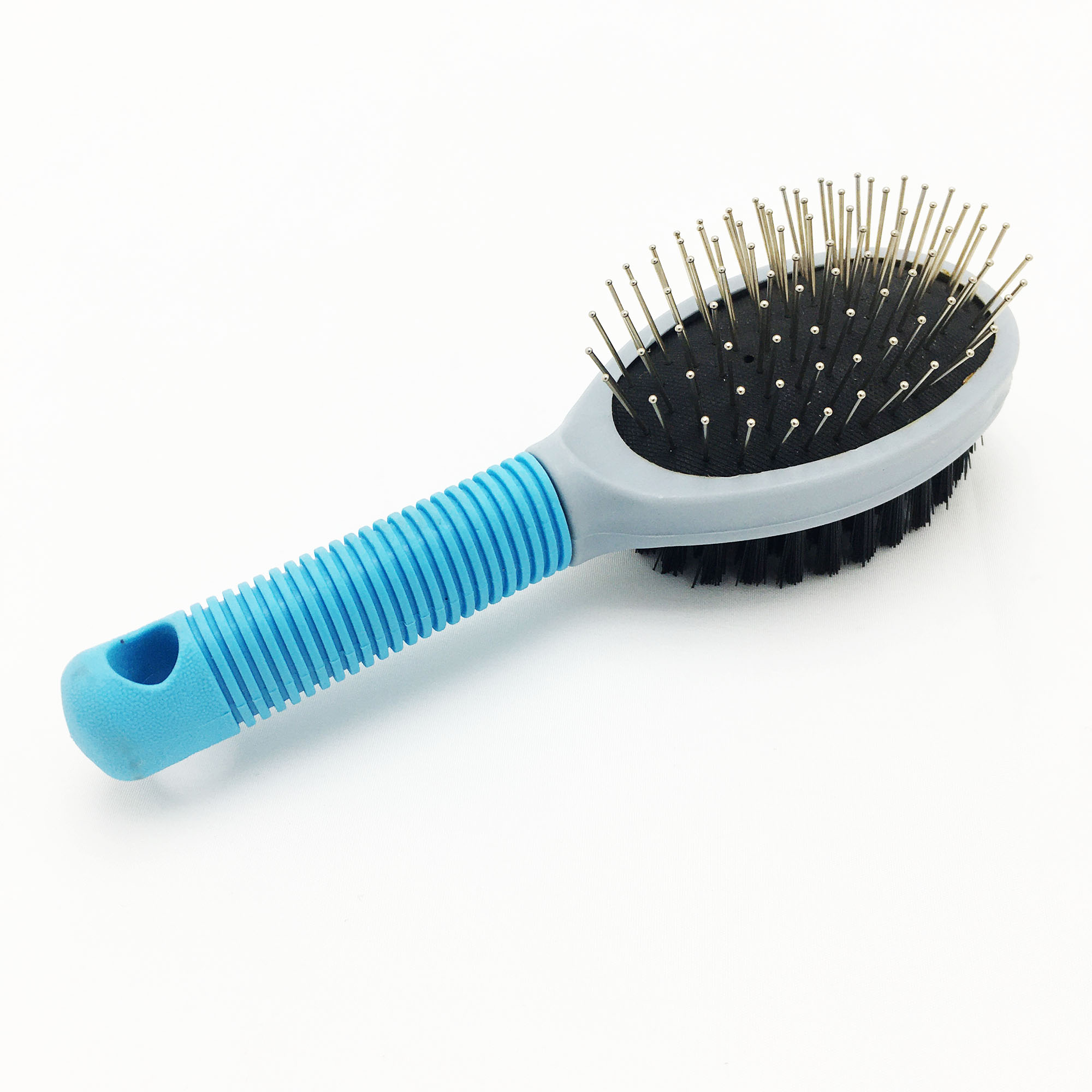 Bonzerpet Pet Double Sides Brush Dog Cat Massage Handle Comb Borttagning Soft Brush Faces Päls Grooming Clean Tool Puppy 2 Storlekar