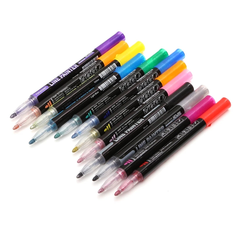 Sharkbang /Zarys Fain Marker Pen podwójna linia Pen Pen DIY Album Scrapbooking Metal Marker Glitter do rysowania malowania