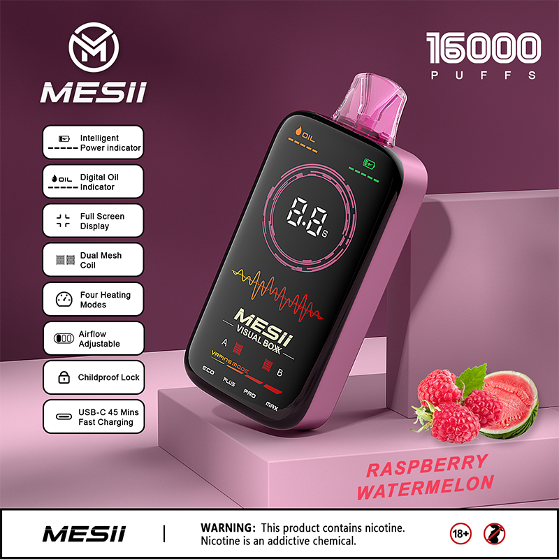 Pantalla completa Mesii Visual Boxx 15000 Puff 15k Puffas Vapes desechables Pen e Cigarrillo 2% 5% Vaporizador Recargable Batería de 600 mAh Reducido 18 ml POD MEDO VAPER