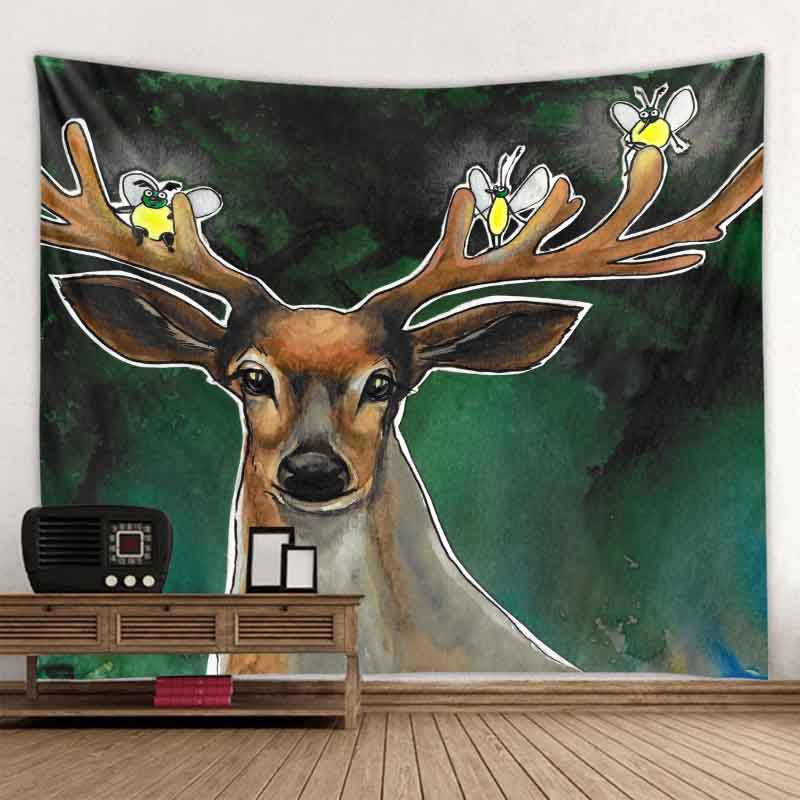 Elk Tapestry Psychedelic Animal Mur suspendu Boho Mur Decor Witchcraft Mystic Home Decor Decor Theet Sheet Yoga Mat 8 Tailles