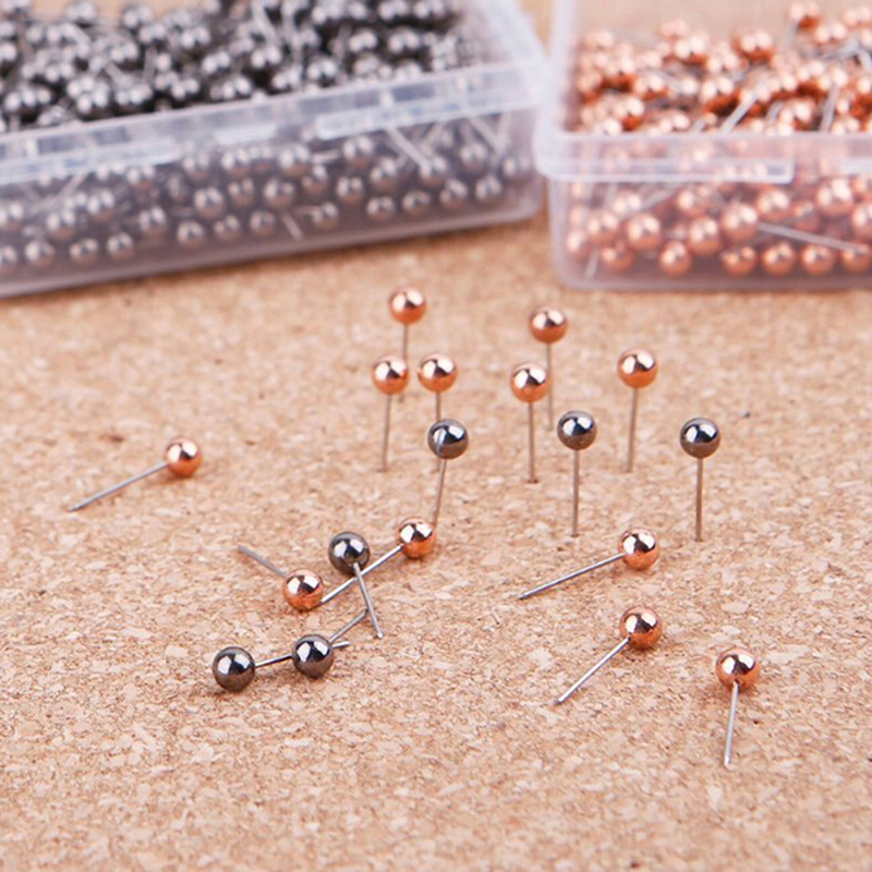 Round Plastic Head Steel Point Push Pins Map Thumb Tacks Pin Office School Supplies