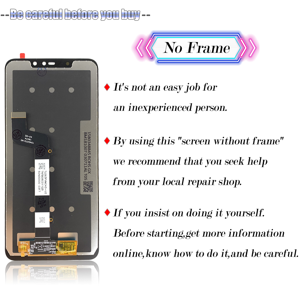 6.26 '' Oryginalny ekran wyświetlacza Note 6 Pro dla Xiaomi Redmi Note 6 Pro M1806E7TG LCD Wyświetlacz Wyświetlacz Digitizer Wymiana Digitizer