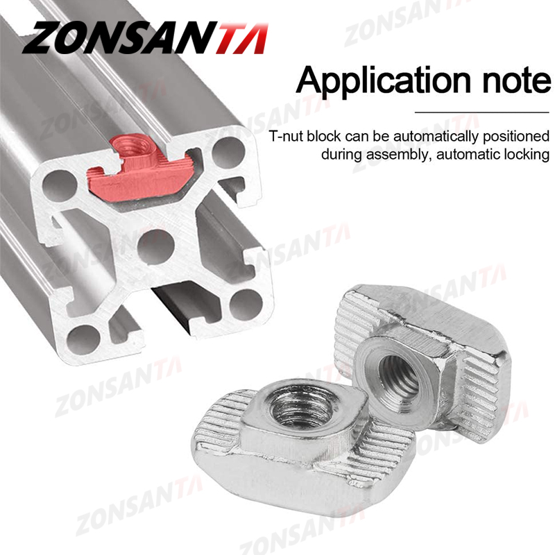 Écrou à fente Zonsanta T M3 M4 M5 M6 M8 T HAMMERIE COST-NUR COLADE CONNECTÉ PIÈCES 3D IMPRIDANTS CONNECTOR 2020 3030 4040 Profil en aluminium