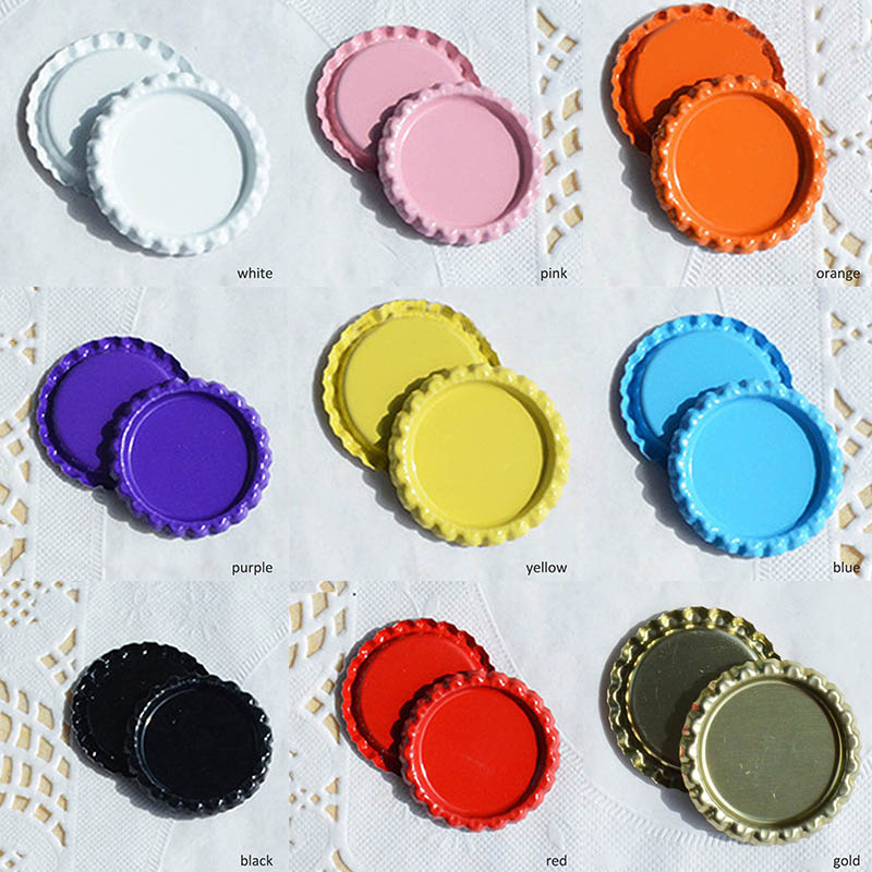 colorés rond à bouteille de bouteille aplati collier accessoires de bijoux de bricolage artisanat en métal à l'intérieur de 25 mm en filets