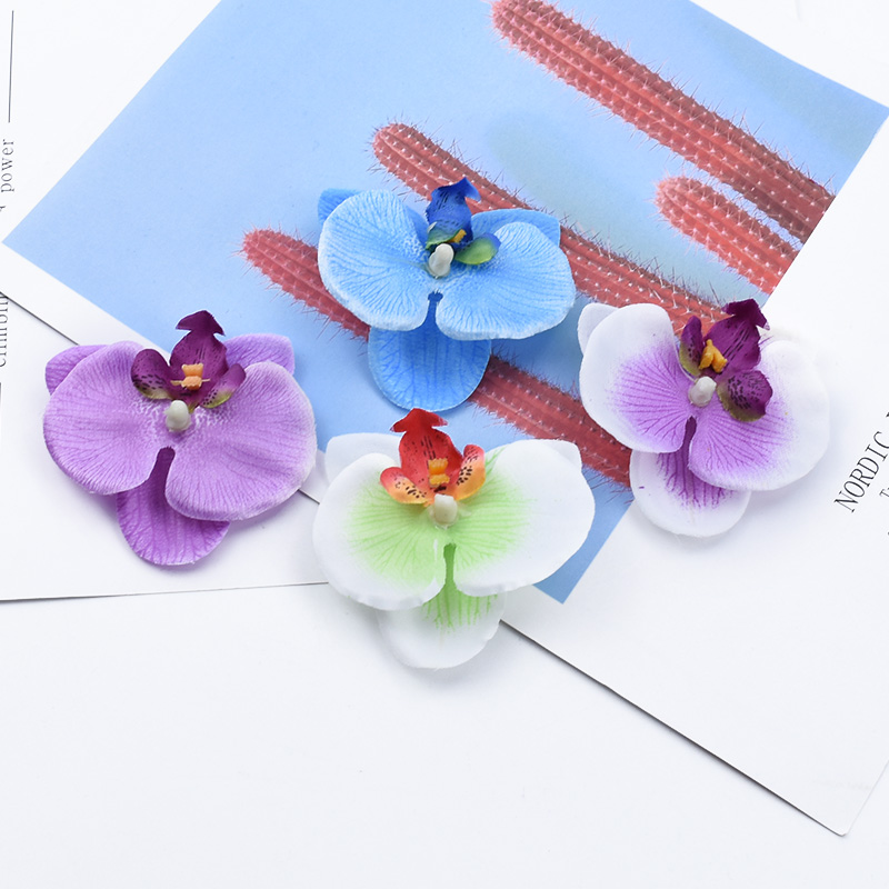 Butterfly Orchid Plastic Flower Wedding Decorative Diy Gifts Box Scrapbooking Home Decor Artificial Plants Cheap