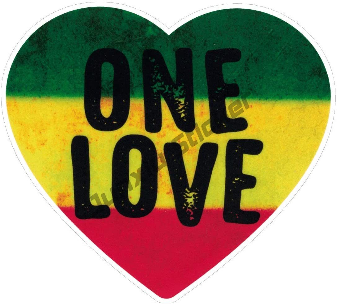 Jamaican Flag Vinyl Sticker One Love Heart Reggae Rastafari Bob Marley Jamaican Flag Map Sticker for Bumper Laptop Decal KK13cm
