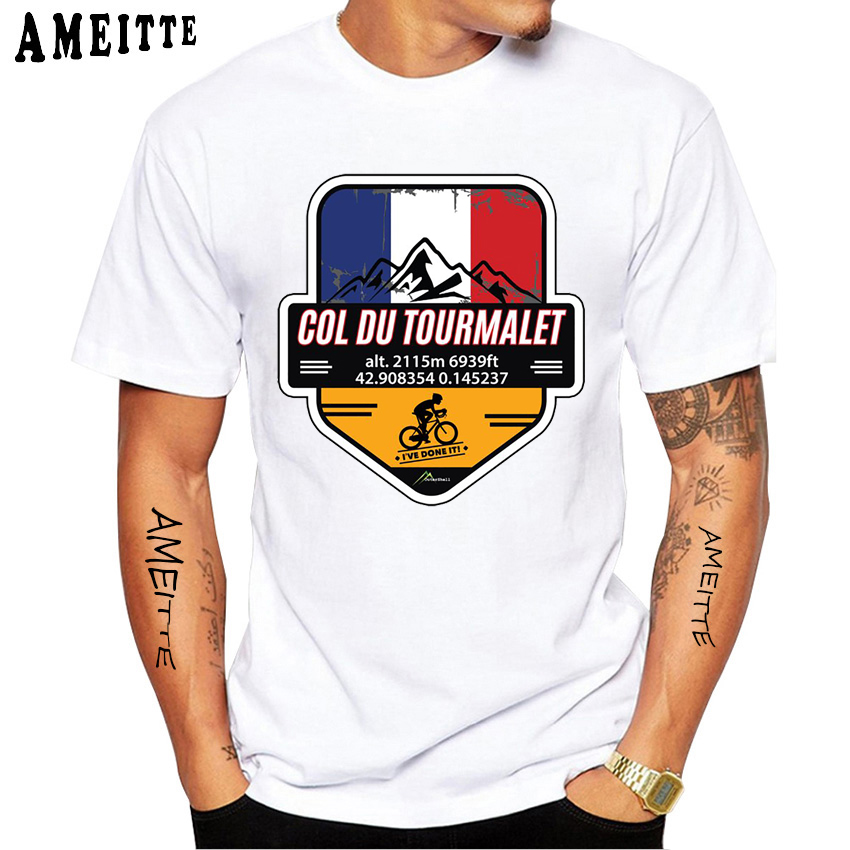 COL DU TOURMALET CYCLING IVE IL FAIT!T-shirt Summer Men Short Mancheve Mont Ventoux Bike Sport blanc Tops décontractés