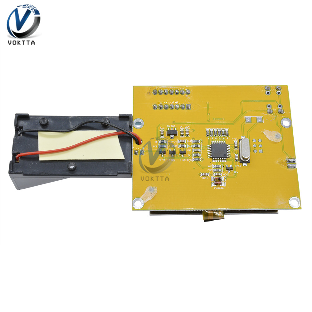 LCR-T4 MEGA328 LCD DIGAMNE TESTEROR TESTER TESTER TOSTER TRIODE CAPACITANCE LCR T4 METER 12864 Test de transistor de batterie 9V