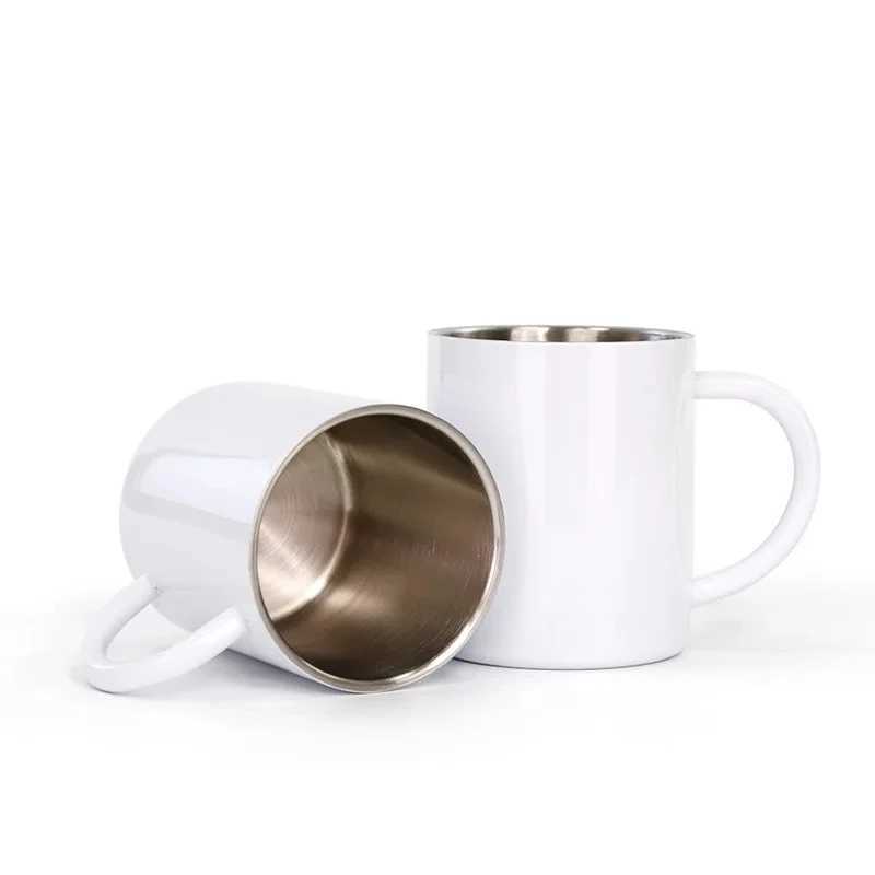 Mugs Sublimation Blank Double Wall Stainless Steel Coffee Mug For Customize 300ml Cup Travel Tumbler Coffee Jug Milk Tea Cups 240410