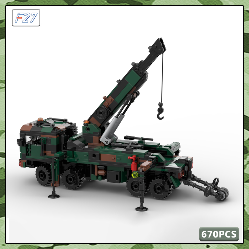 MOC Military Series Soldier 8*8 Rescue Crane WW2 US Army Soldier Specjalne Operacje Build Block Model Brick Children