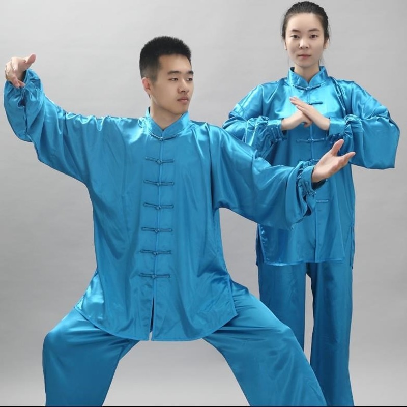 Shiny Satin Tai Chi Uniform Wushu Kung Fu Martial Arts Suit Wing Chun Jacket och Pants Martial Arts Uniform