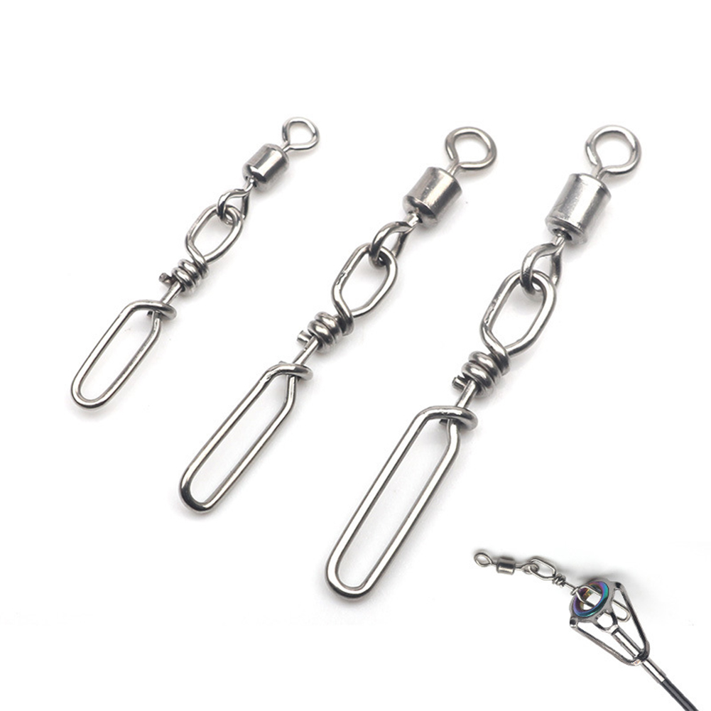 Fishing Guide Ring Pin Long Line Clip Snap With Rolling Swivel & Lock Snap Connector Tackle Tool For Lure Fishing