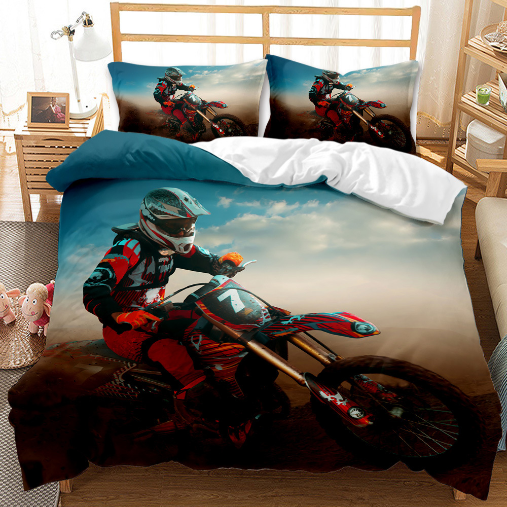 Set di biancheria da letto motociclistica 3D set di copripiumini Queen Size Set Extreme Sports Design bambini Copertina trapunta bambini