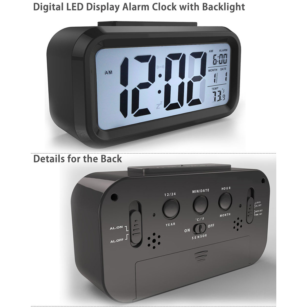 LED LED LED Digital Clock Digital Backlight Snooze Mudo calendário Desktop Electronic Bcaklight Table Relógio Relógio de Desktop