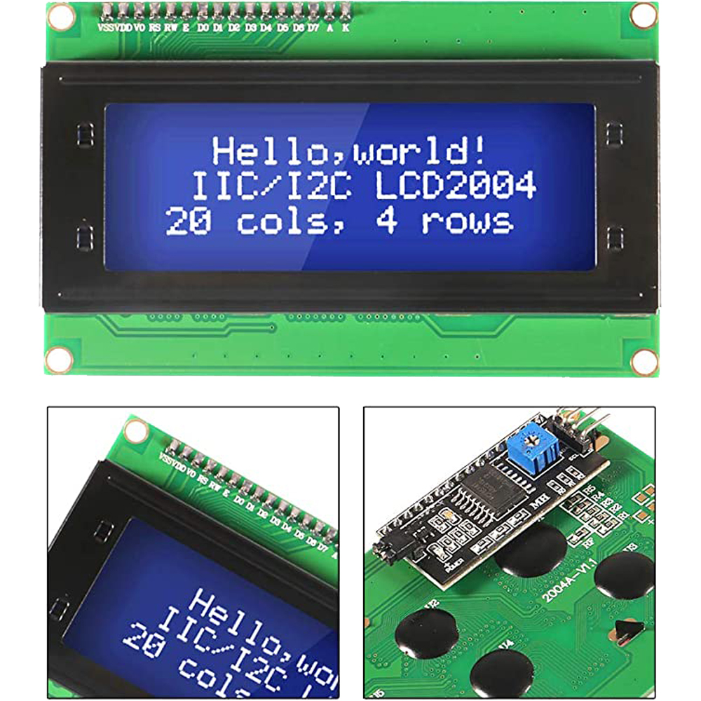 IIC I2C TWI Seri 2004 20x4 LCD Modül Mavi Yeşil Beyaz Arka Işık LCD, Arduino Uno R3 için I2C Arayüz Adaptörü ile eşleşebilir