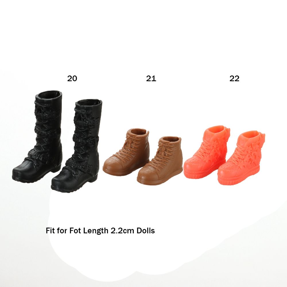 Plastic Doll Colorful Long Knees Boots Female Boots Boots Chores de poupée Faire la longueur des pieds 2,2 cm