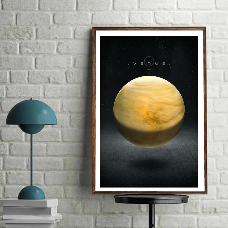 Space Theme Planets Posters Prints Sun Mercury Venus Earth Mars Jupiter Saturn Uranus Neptune Pluto Art Canvas Painting Pictures