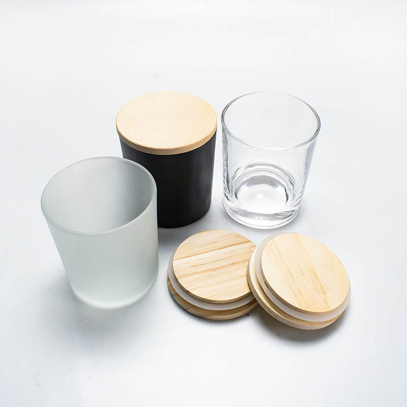 3/Glass Clear Candle Cup with Wooden Lid for DIY Candle Making Arts Aromatherapy Wax Empty Candle Jars Container Home decor