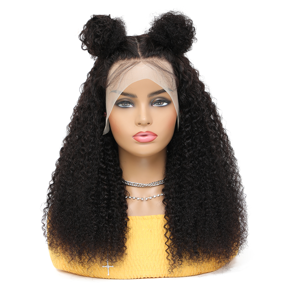 Kinky Curly 13x6 Lace Frontal Human Hair Wigs for黒人女性34インチcurly人間の髪hd透明レースウィッグ