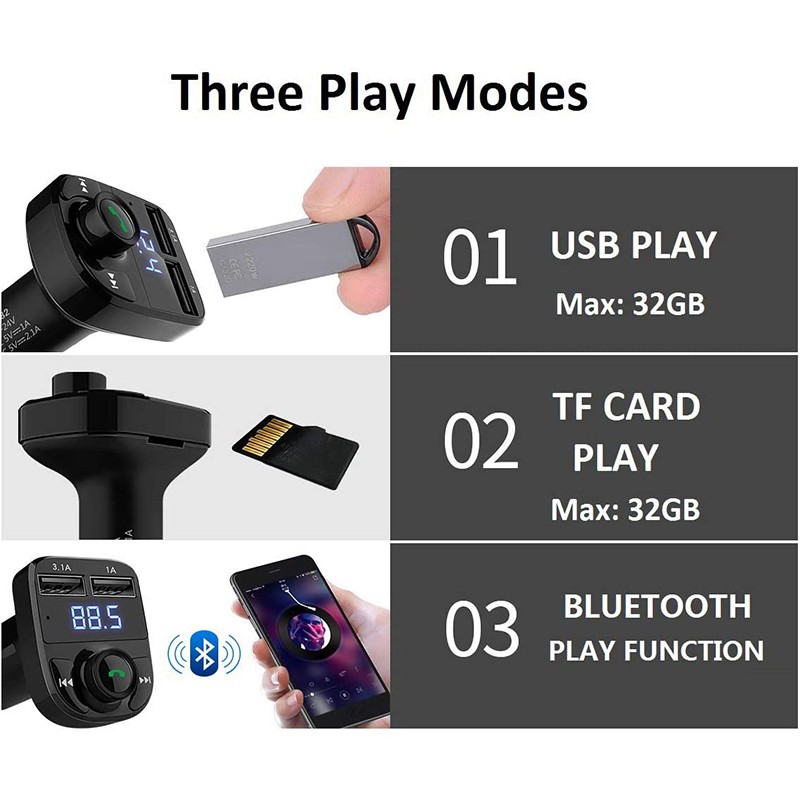 Neue LED -FM -Sender Bluetooth 5.0 Car Kit Dual USB -Auto -Ladegerät 3.1A 1A 2 Port USB MP3 -Musik Player Support TF/U -Festplatte