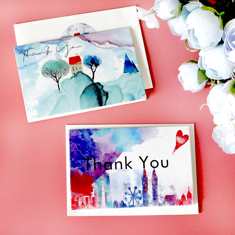 Ink Painting Style Thank You Pack Set con appuntamenti di buste Biglietti le feste il matrimonio Multipack bambini