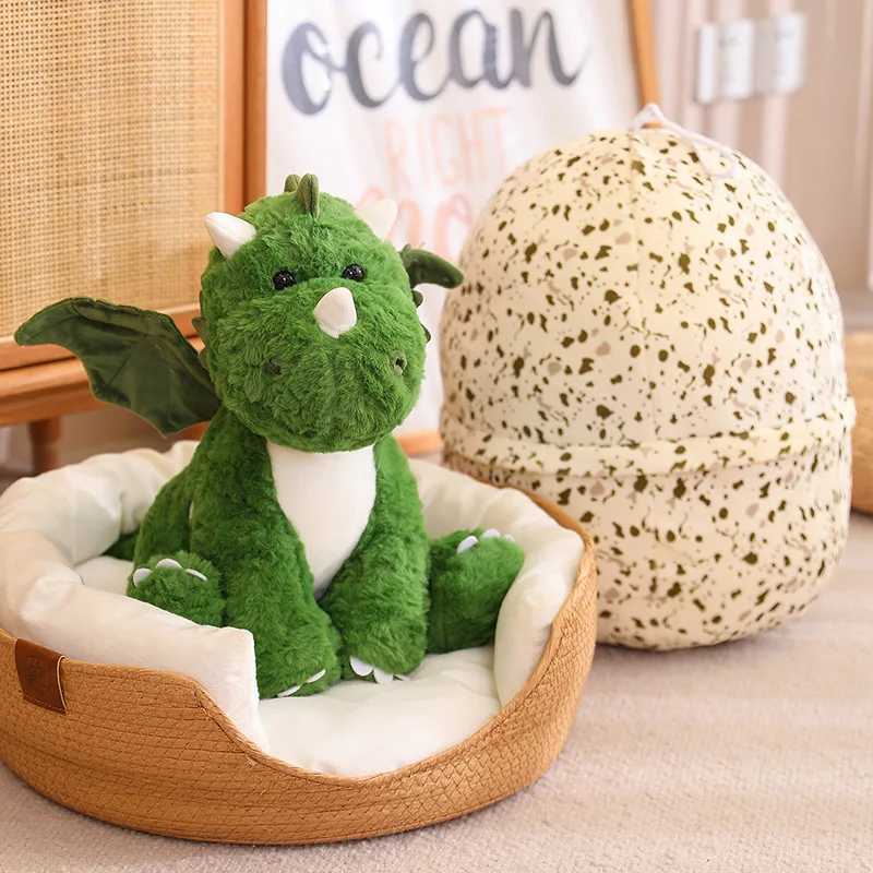 Plüschpuppen kreative Dinosaurier -Eier verwandelt sich in Dinosaurier Plüschspielzeug kreativer Füllung Cartoon Dragon Doll Kissen Baby Schlafpolster Kindergeschenke J240410