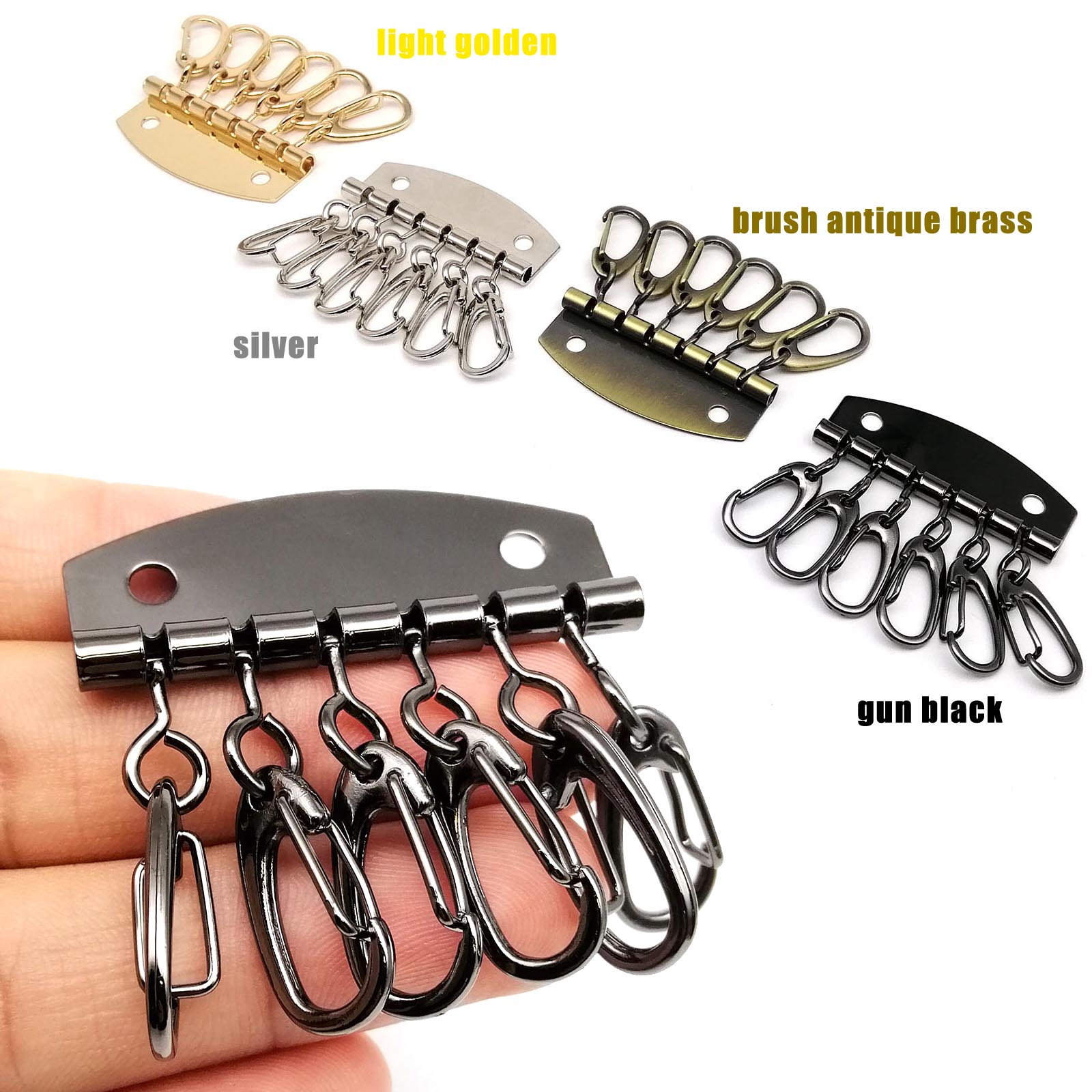 High Quality Wallet Leather Bag Handbag Purse Keychain Keyring Key Ring Row Organizer 6 Hooks Clasp Clip Leathercraft with rivet