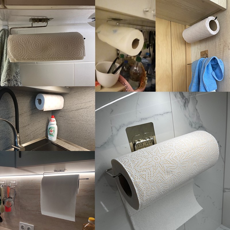 1/2 st hängande toalettpappershållare rullar pappershållare badrum handduk rack stativ kök stativ pappersställ hem förvaring rack