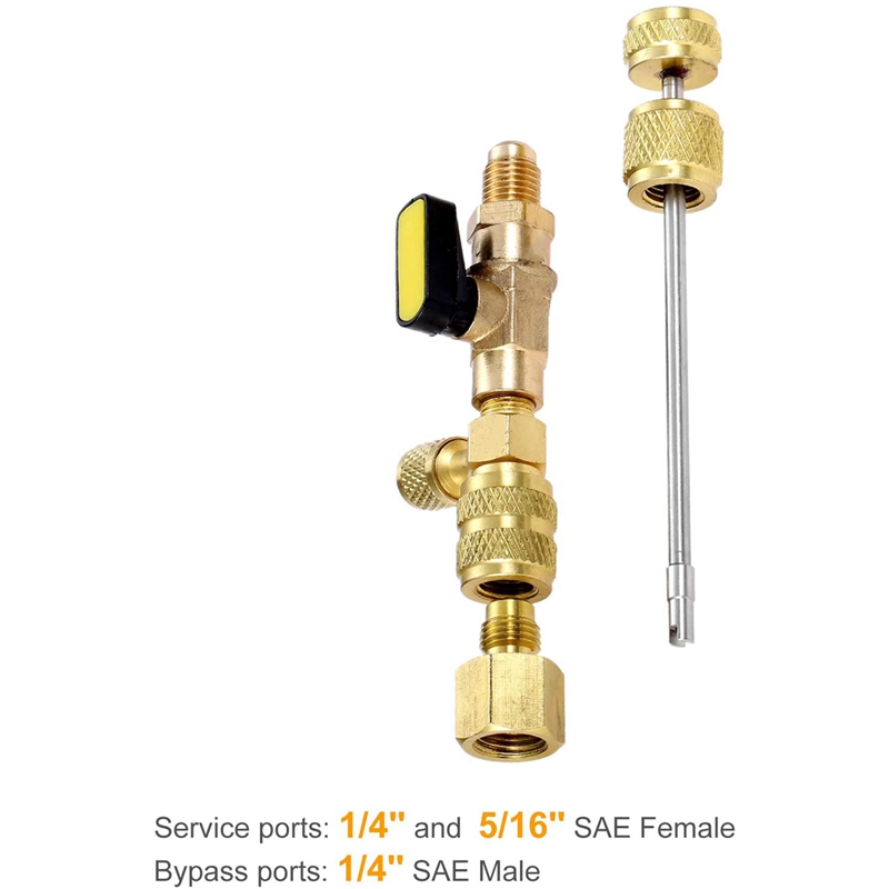 R410A R22 Ventil Core Remover Installer Tool med SAE -storlek 1/4 5/16 Port för R404A R407C R134A R12 R32 HVAC -system