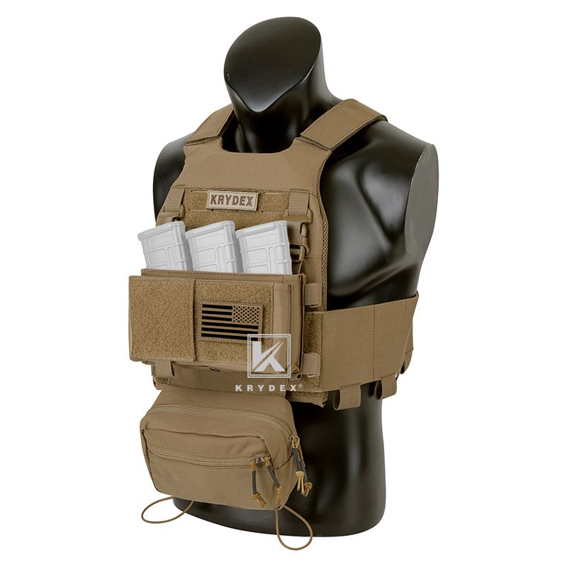 Krydex Airsoft Tactical Ves Low Vis Vis Slick Plate Carrier Elastic Cummerbund Micro Fight Mk3 Panneau avant Drop Down Sack Mag Pouche