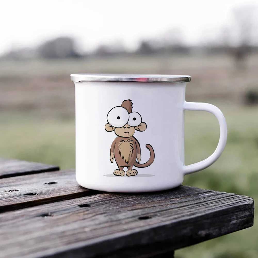 Tasses Mug Cartoon Cadeau de tasse en émail imprimé pour enfants tasse en métal tasse de café Mug kawaii tasses en gros pour sublimer drinkware 240410