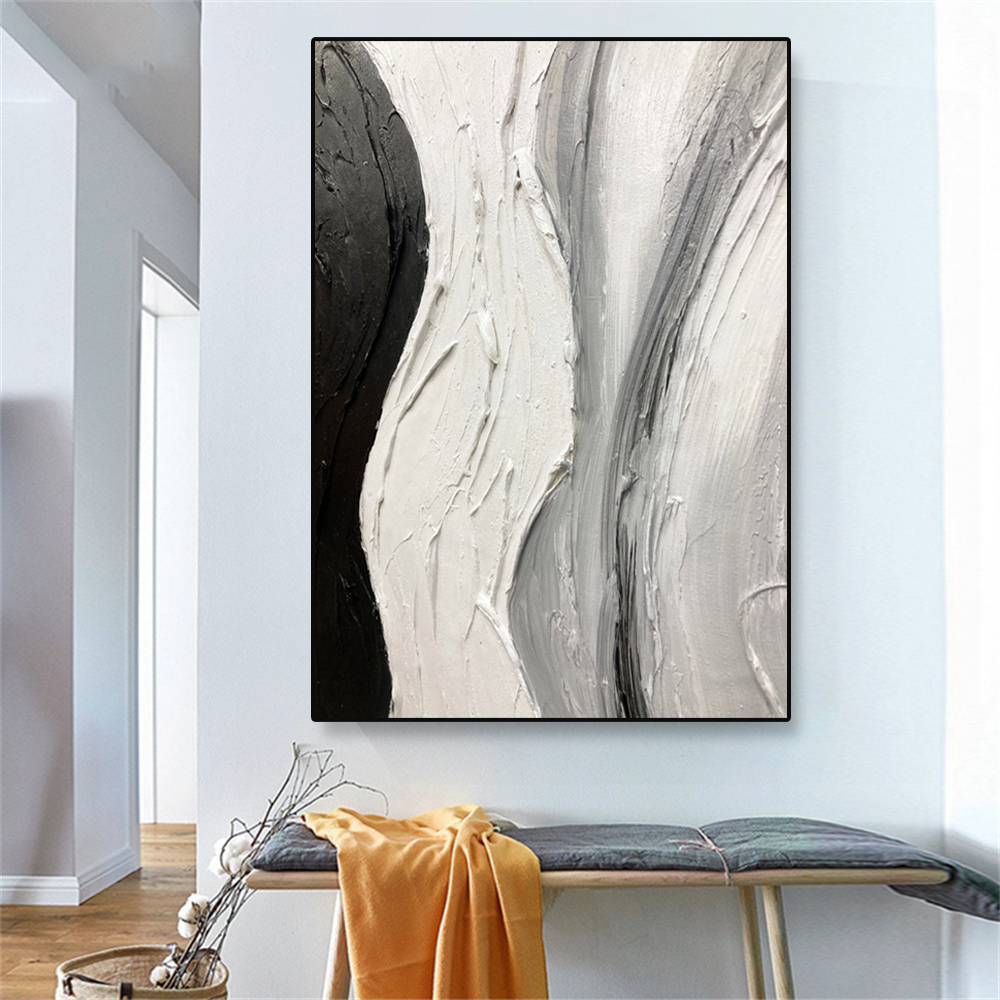 Black and White Abstract Tolevas Painting Affiche vintage Minimaliste de design beige imprimé décor d'art mural moderne pour salle