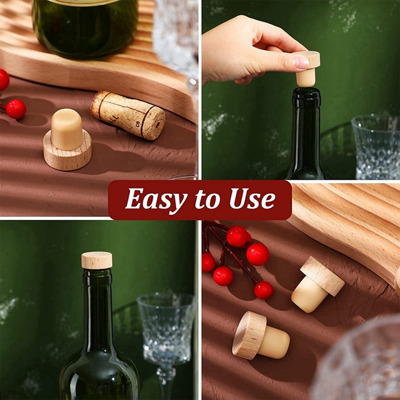 Wine Bottle Corks T Shaped Cork Plugs for Wine Cork Wine Stopper Reusable Wine Corks Wooden and Rubber 