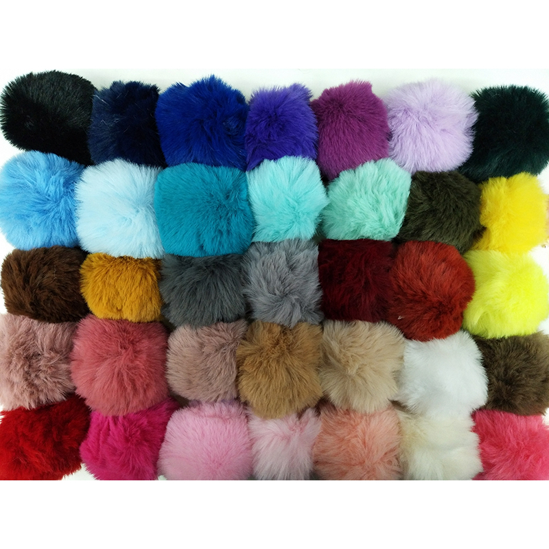 35 couleurs bricolage 8cm Pompom balle artificiel rabbit-cheveux boule avec petit cordon élastique pour chapeaux sacs sacs foulards accessoires