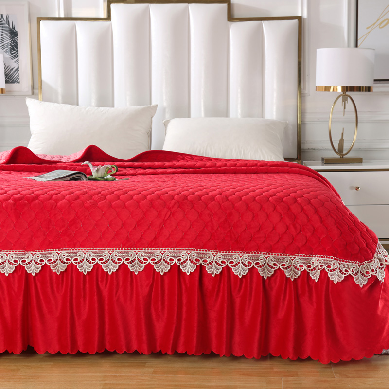 Nowa flanelowa pokrywa łóżka pikowania czerwona, zielona, ​​żółta, niebieska, różowa, szara, fioletowa okładka łóżka