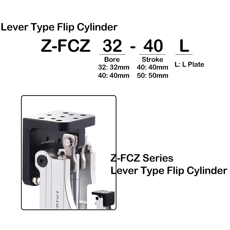Acessórios para manipuladores pneumáticos FCZ Alavanca de bloco lateral DHRC32-30LB/ZB Fixamento de 90 graus de cilindro de 90 graus